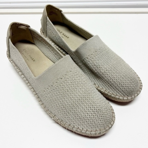 Cole Haan Shoes Womens 8.5B Beige Cloudfeel Espadrille Stitchlite Slip On Flats - Picture 2 of 10